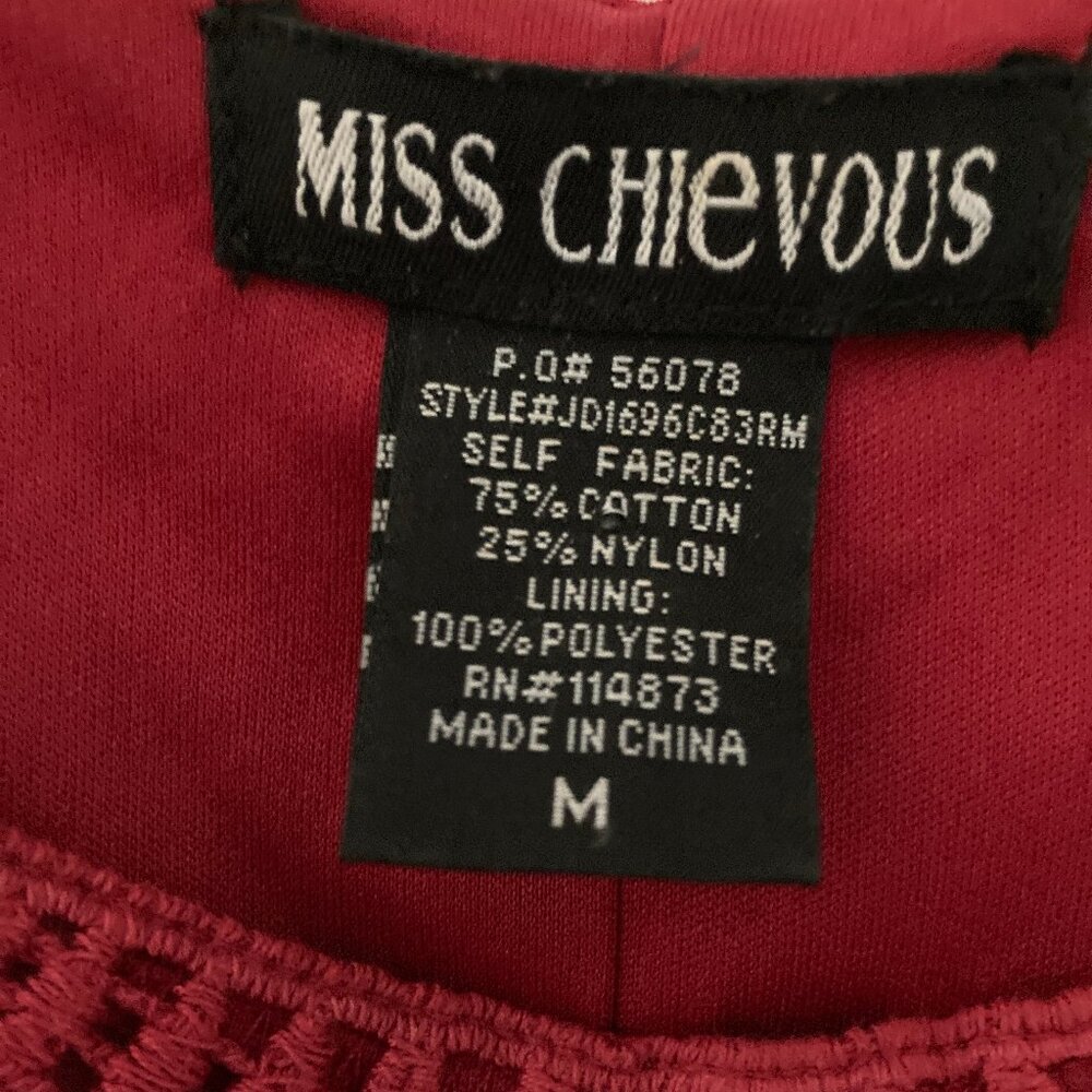 Miss Chievous Red Short Sleeve Crochet Dress Medium - Picture 15 of 15